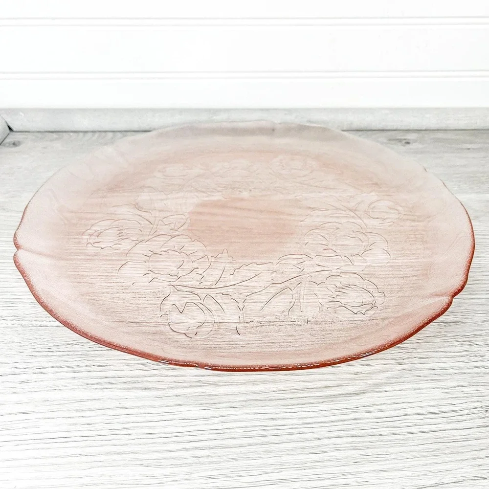 Vintage Pink Glass Dinner‎ Plate: Jeanette Windsor Platter